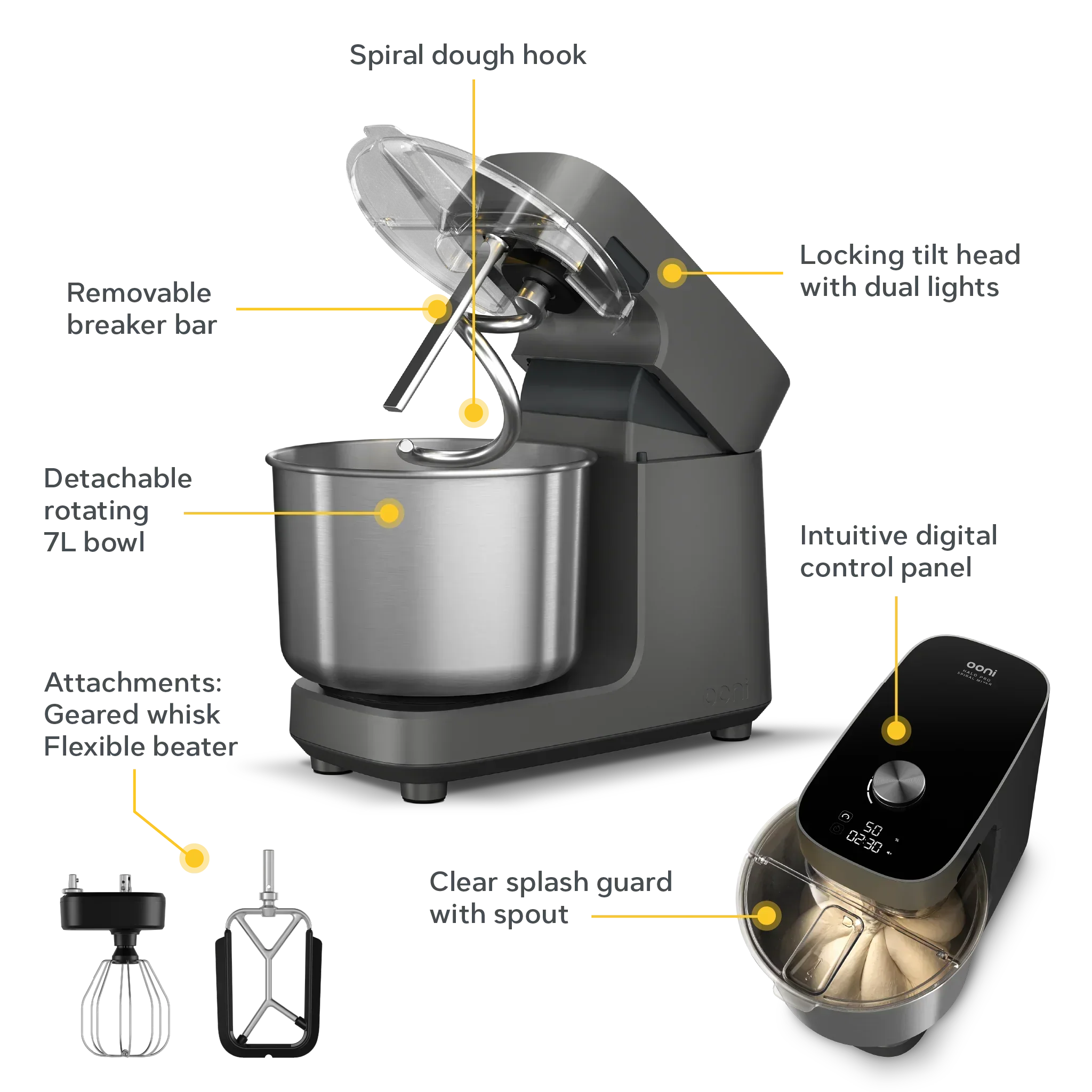 Ooni Halo Pro Spiral Mixer - Charcoal Grey